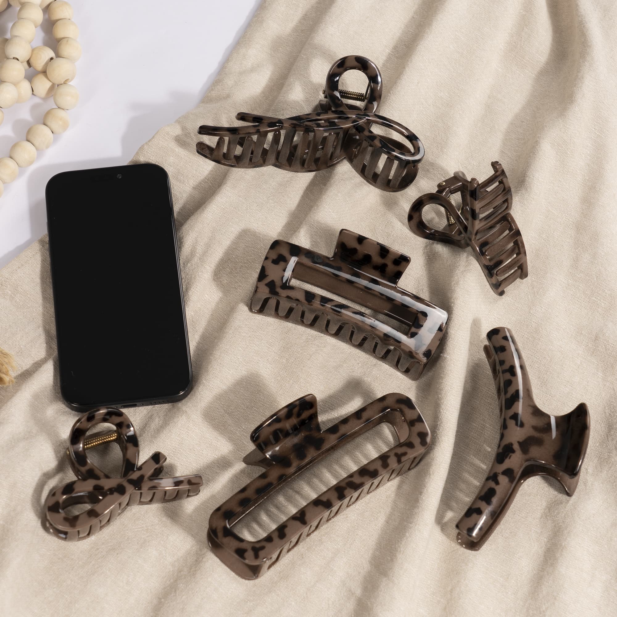 LEXIELLE Leopard Claw Clips — 6-piece set